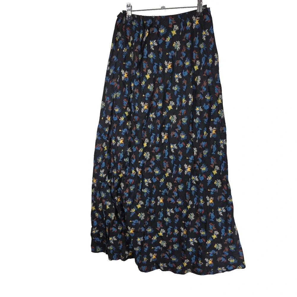 Vintage Chicos Womens Skirt Large 1 Mermaid Retro Midi Date Night Boho Black - Picture 2 of 10